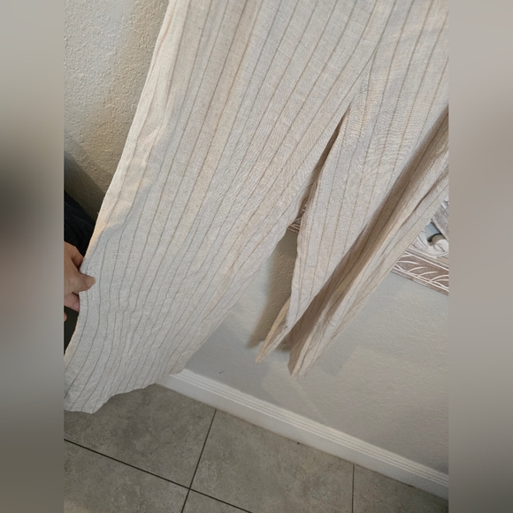 Zara Women’s Striped Linen Halter Neckline Button Up Vest Design Jumpsuit - Picture 6 of 12